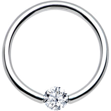 Load image into Gallery viewer, 14G 7/16 Solid 14k White Gold 4mm Clear Cubic Zirconia Tension Captive Ring

