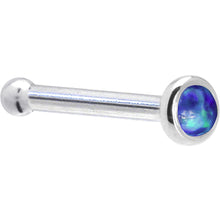 Load image into Gallery viewer, Solid 14K White Gold 2mm Dark Blue Synthetic Opal Nose Ring
