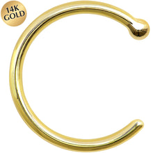 Load image into Gallery viewer, 18G 3/8 Solid 14K Yellow Gold Nose Hoop
