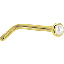 Load image into Gallery viewer, Solid 14K Yellow Gold 2mm Cultured Pearl Nose Ring
