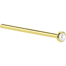 Load image into Gallery viewer, Solid 14K Yellow Gold 2mm Cultured Pearl Nose Ring
