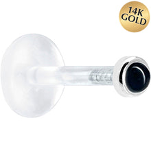 Load image into Gallery viewer, 16G 1/4 Solid 14K White Gold 2mm Genuine Onyx Bioplast Tragus Earring Stud
