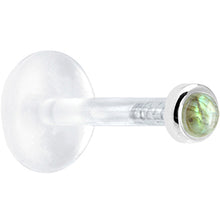 Load image into Gallery viewer, 16G 1/4 Solid 14K White Gold 2mm Genuine Labradorite Bioplast Tragus Earring Stud
