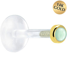Load image into Gallery viewer, 16G 1/4 Solid 14K Yellow Gold 2mm Genuine Aventurine Quartz Bioplast Tragus Earring Stud

