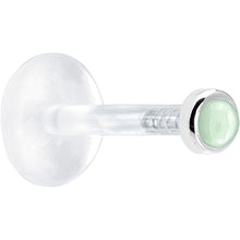 Load image into Gallery viewer, 16G 1/4 Solid 14K White Gold 2mm Genuine Aventurine Quartz Bioplast Tragus Earring Stud
