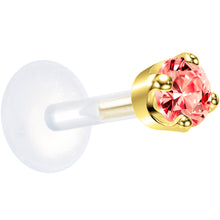 将图片加载到图库查看器，16G 1/4 Solid 14K Yellow Gold 3mm Salmon Cubic Zirconia Bioplast Tragus Earring Stud
