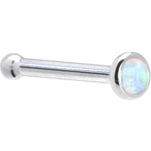 Load image into Gallery viewer, Solid 14K White Gold 2mm Synthetic Opal Nose Ring
