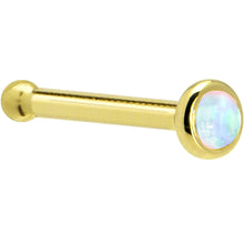 Load image into Gallery viewer, Solid 14K Yellow Gold 2mm Synthetic Opal Nose Ring

