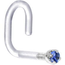 Load image into Gallery viewer, 18G 1/4 White Gold 1.5mm Genuine Blue Sapphire Bioplast Nose Ring
