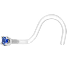 Load image into Gallery viewer, 18G 1/4 White Gold 1.5mm Genuine Blue Sapphire Bioplast Nose Ring
