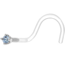 将图片加载到图库查看器，18G 1/4 White Gold 1.5mm Genuine Topaz Bioplast Nose Ring
