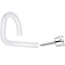Load image into Gallery viewer, 18G 1/4 White Gold 1.5mm Clear Cubic Zirconia Bioplast Nose Ring
