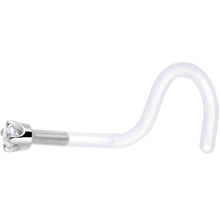 Load image into Gallery viewer, 18G 1/4 White Gold 1.5mm Clear Cubic Zirconia Bioplast Nose Ring
