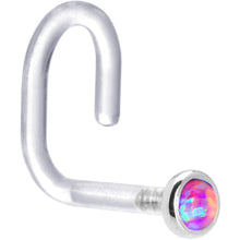 Load image into Gallery viewer, 18G 1/4 White Gold 2mm Purple Synthetic Opal Bioplast Nose Ring
