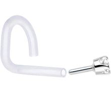 Load image into Gallery viewer, 18G 1/4 White Gold 1.5mm Genuine Diamond Bioplast Nose Ring
