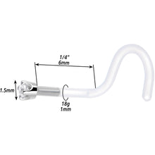 Load image into Gallery viewer, 18G 1/4 White Gold 1.5mm Genuine Diamond Bioplast Nose Ring
