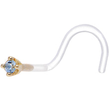 Load image into Gallery viewer, 18G 1/4 Yellow Gold 1.5mm Genuine Topaz Bioplast Nose Ring
