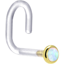 将图片加载到图库查看器，18G 1/4 Yellow Gold 2mm White Synthetic Opal Bioplast Nose Ring
