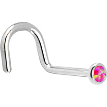 将图片加载到图库查看器，Solid 14K White Gold 2mm Brilliant Pink Synthetic Opal Nose Ring
