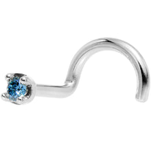 Load image into Gallery viewer, Solid 18K White Gold 1.5mm Genuine Blue Diamond Nose Ring
