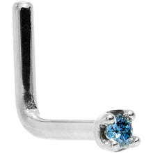 Load image into Gallery viewer, Solid 18K White Gold 1.5mm Genuine Blue Diamond Nose Ring
