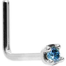 Load image into Gallery viewer, Solid 18K White Gold 1.5mm Genuine Blue Diamond Nose Ring
