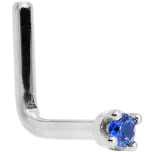 Load image into Gallery viewer, Solid 14K White Gold 1.5mm Genuine Blue Sapphire Nose Stud Ring
