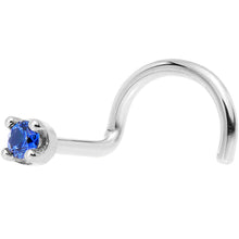Load image into Gallery viewer, Solid 18K White Gold 1.5mm Genuine Blue Sapphire Nose Ring
