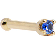 Load image into Gallery viewer, Solid 14K Yellow Gold 1.5mm Genuine Blue Sapphire Nose Stud Ring

