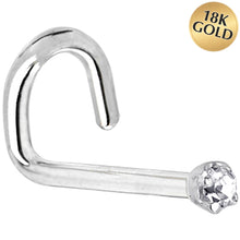 Load image into Gallery viewer, Solid 18K White Gold 1.5mm Genuine Diamond Nose Ring
