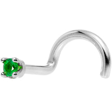 将图片加载到图库查看器，Solid 18K White Gold 1.5mm Genuine Emerald Nose Ring
