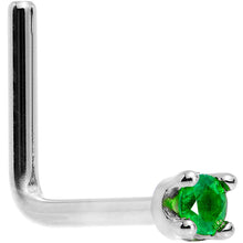 将图片加载到图库查看器，Solid 18K White Gold 1.5mm Genuine Emerald Nose Ring
