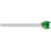 将图片加载到图库查看器，Solid 18K White Gold 1.5mm Genuine Emerald Nose Ring
