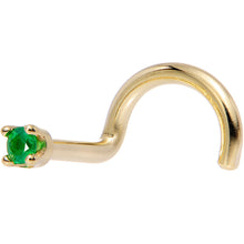 Load image into Gallery viewer, Solid 18K Yellow Gold 1.5mm Genuine Emerald Nose Ring
