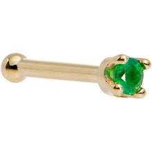 Load image into Gallery viewer, Solid 18K Yellow Gold 1.5mm Genuine Emerald Nose Ring
