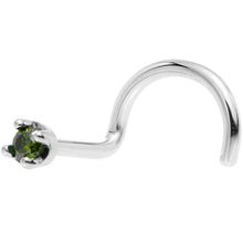 Load image into Gallery viewer, Solid 18K White Gold 1.5mm Genuine Green Diamond Nose Ring
