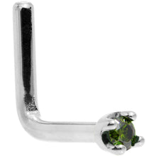 Load image into Gallery viewer, Solid 18K White Gold 1.5mm Genuine Green Diamond Nose Ring
