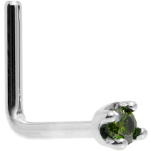 Load image into Gallery viewer, Solid 18K White Gold 1.5mm Genuine Green Diamond Nose Ring
