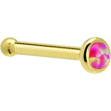 将图片加载到图库查看器，Solid 14K Yellow Gold 2mm Brilliant Pink Synthetic Opal Nose Ring
