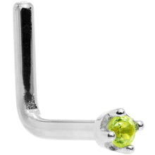 Load image into Gallery viewer, Solid 18K White Gold 1.5mm Genuine Peridot Nose Ring
