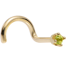 Load image into Gallery viewer, Solid 14K Yellow Gold 1.5mm Genuine Peridot Nose Ring
