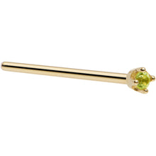 Load image into Gallery viewer, Solid 18K Yellow Gold 1.5mm Genuine Peridot Nose Ring
