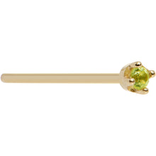 Load image into Gallery viewer, Solid 18K Yellow Gold 1.5mm Genuine Peridot Nose Ring
