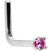 Load image into Gallery viewer, Solid 14K White Gold 1.5mm Genuine Pink Sapphire Nose Ring
