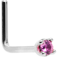 Load image into Gallery viewer, Solid 18K White Gold 1.5mm Genuine Pink Sapphire Nose Ring
