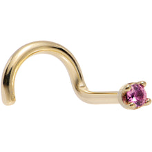 将图片加载到图库查看器，Solid 18K Yellow Gold 1.5mm Genuine Pink Sapphire Nose Ring

