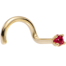 Load image into Gallery viewer, Solid 18K Yellow Gold 1.5mm Diamond Cut Genuine Ruby Nose Ring
