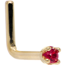 Load image into Gallery viewer, Solid 18K Yellow Gold 1.5mm Diamond Cut Genuine Ruby Nose Ring
