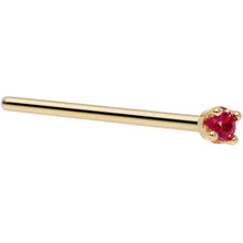 Load image into Gallery viewer, Solid 18K Yellow Gold 1.5mm Diamond Cut Genuine Ruby Nose Ring
