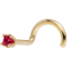 Load image into Gallery viewer, Solid 14K Yellow Gold 1.5mm Diamond Cut Genuine Ruby Nose Ring
